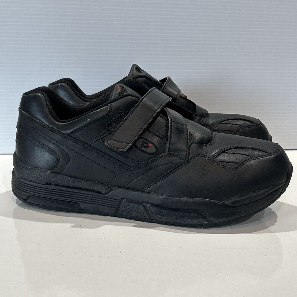 Propet Ped Walker Men 11 5E Wide Strap Orthotic Shoes Black Leather Sneakers